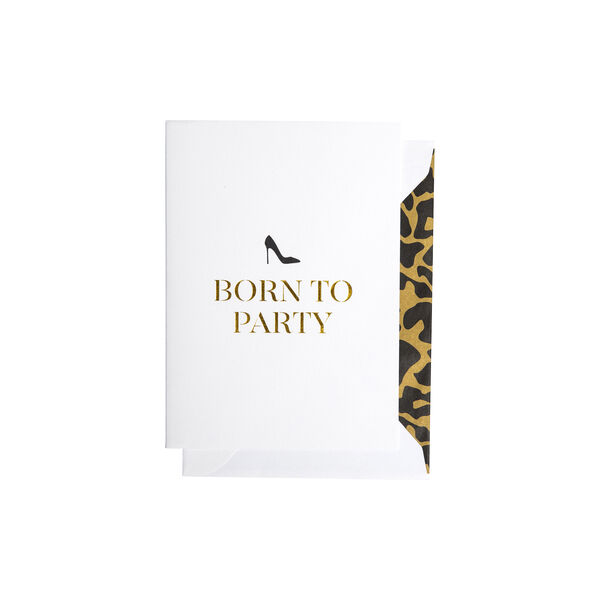 Born To Party kort, hvit/svart/gull, CARDSOME