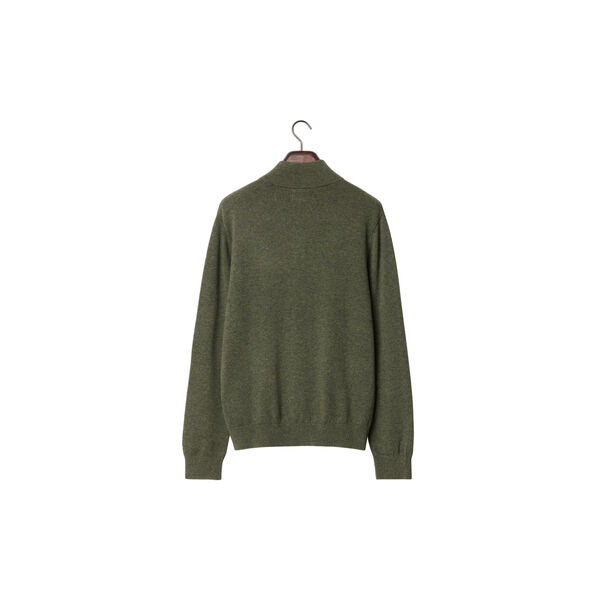 Clay, bomullsgenser med halv glidel&aring;s, m&oslash;rkegr&oslash;nn melange, Lexington