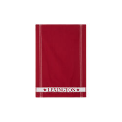 Org Cotton Terry Kitchen Towel with Side Stripes, red/white, Lexington