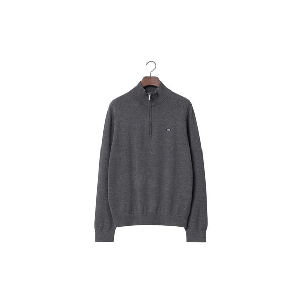 Clay, bomullsgenser med halv glidel&aring;s, m&oslash;rkegr&aring; melange, Lexington