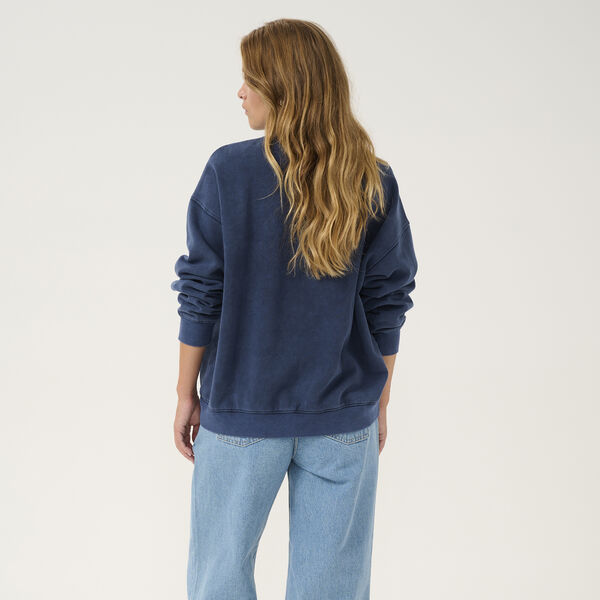 DiegoMW Logo Emb. sweater, dark blue random wash, My Essential Wardrobe