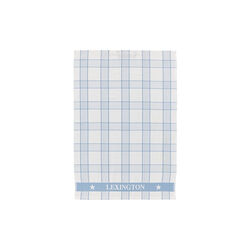 Checked Organic Cotton Terry Kitchen Towel, white/blue, Lexington