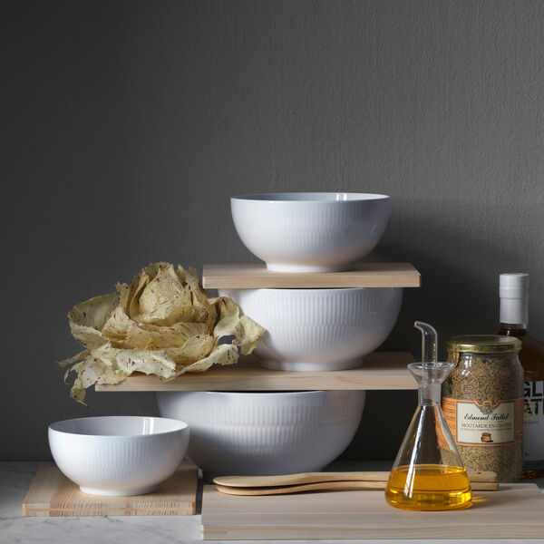 Hvit Riflet sk&aring;l 310 cl, Royal Copenhagen