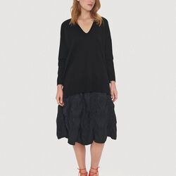 Saku blusse med v-hals, black, BITTE KAI RAND