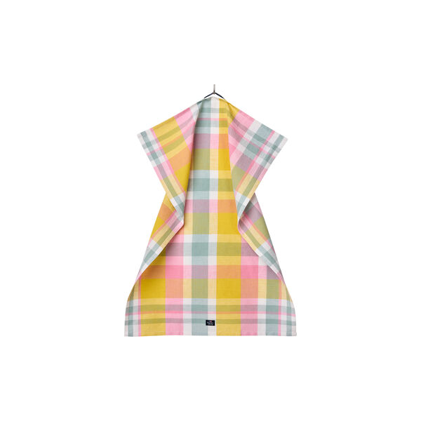 Checked Linen/Cotton Kitchen Towel, yellow/green/pink, Lexington