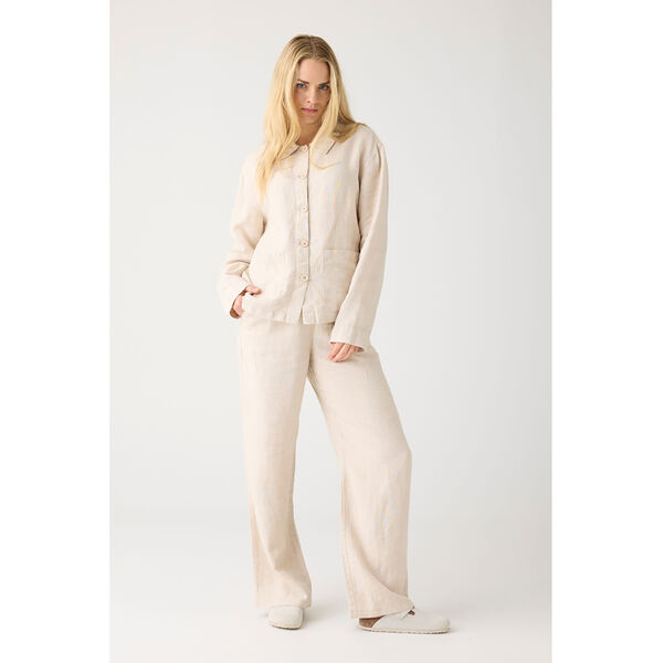 POSEY wide mid-rise linen pants - GOTS/Vegan, yarndyed - light feather gray, KnowledgeCotton Apparel 