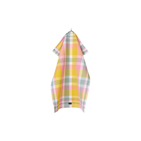 Checked Linen/Cotton Kitchen Towel, yellow/green/pink, Lexington