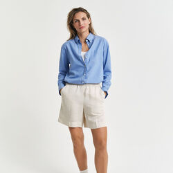 Relaxed Fit Linen Blend Pull-On Shorts, putty, Gant