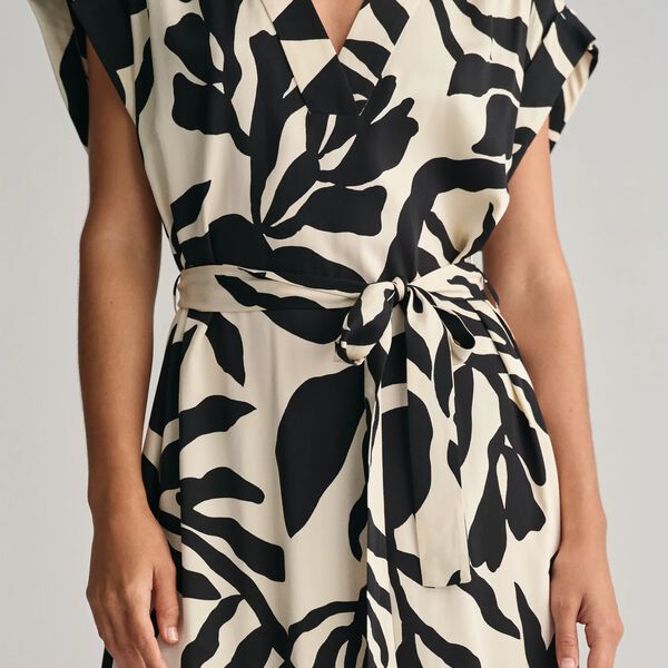Palm Print Short Sleeve Dress, soft oat, Gant
