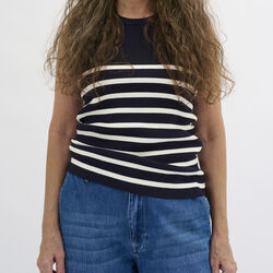 ZekeMW Knit Top, navy w. off white stripe, My Essential Wardrobe