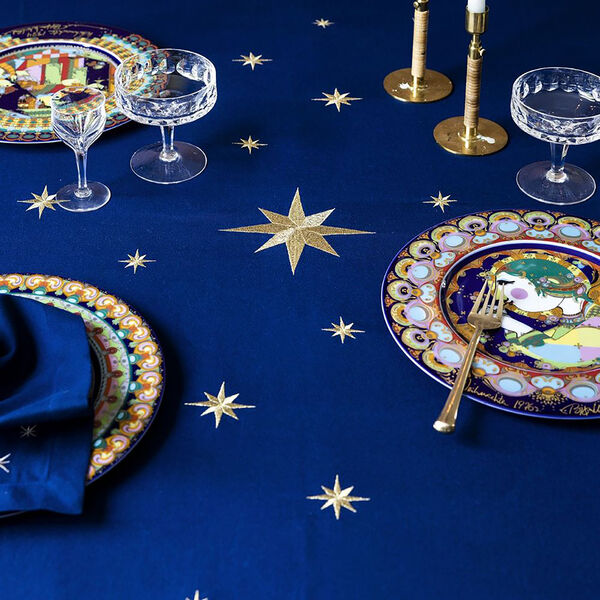 Duk med stjerner, midnattbl&aring;, Langkilde & S&oslash;n