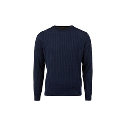 Herre crew neck cable strikk, marine, Stenstr&ouml;ms