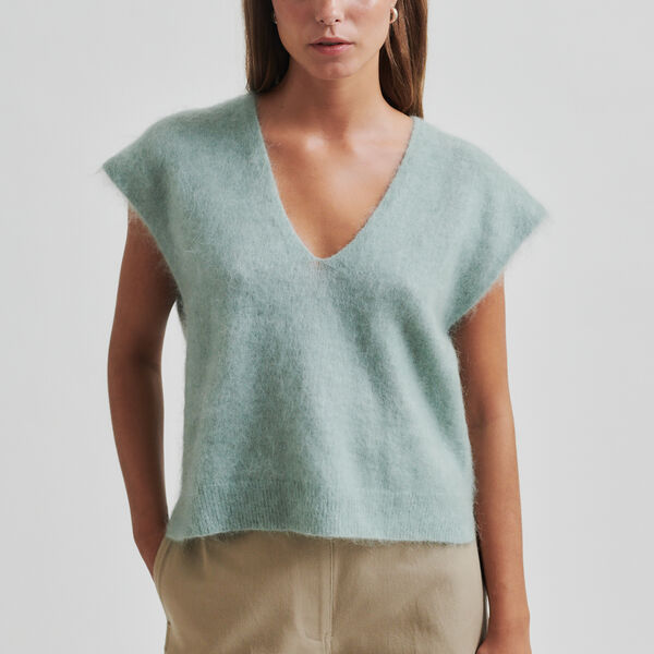 Camryn strikk vest, slate gr&oslash;nn, Second Female