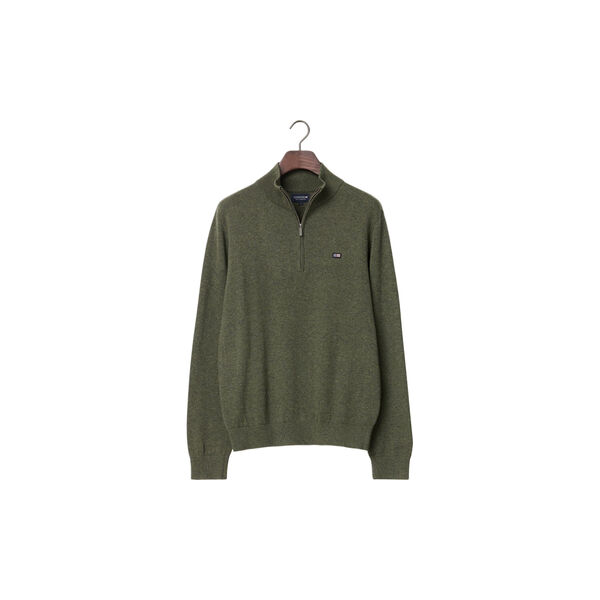 Clay, bomullsgenser med halv glidel&aring;s, m&oslash;rkegr&oslash;nn melange, Lexington