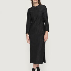 Pinstripe jersey lang kjole, svart n&aring;lestripe, BITTE KAI RAND