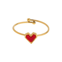 Sarah - Red Heart ring, gull, timi of Sweden