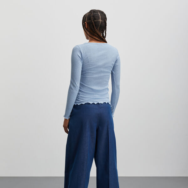 Pointella Troja Tee LS, powder blue melange, Mads N&oslash;rgaard