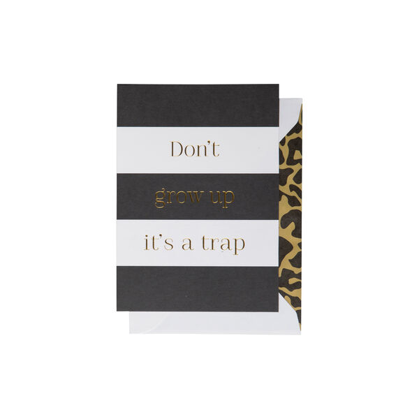 Don't Grow Up It's A Trap kort, hvit/svart/gull, CARDSOME