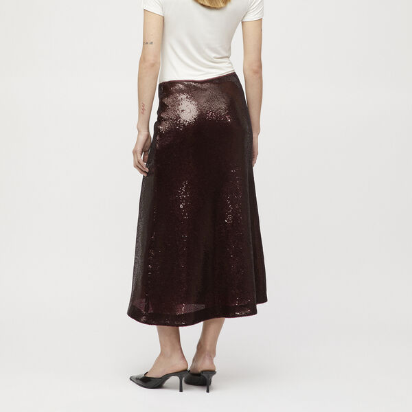 Bias Cut Sequin skirt, dark burgundy, FWSS