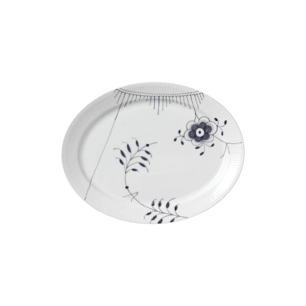Sort Mega Riflet ovalt fat, 33 cm, Royal Copenhagen