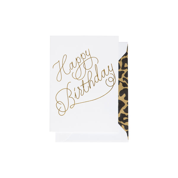 Happy Birthday kort, hvit/gull, CARDSOME