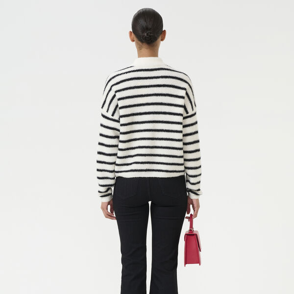 AlphaGZ short cardigan, elfenben svart stripete, Gestuz