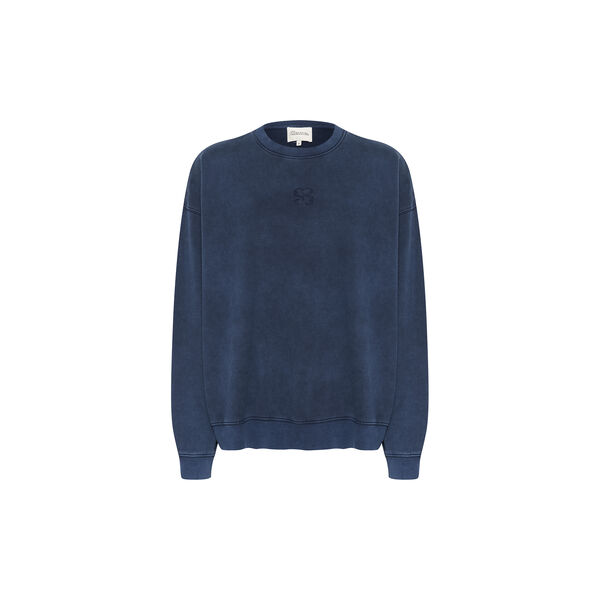 DiegoMW Logo Emb. sweater, dark blue random wash, My Essential Wardrobe