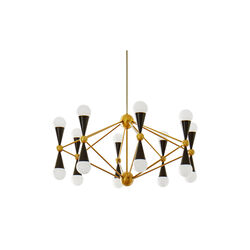 Caracas lysekrone - 16 lys, svart/messing, Jonathan Adler