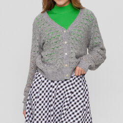 NURIETTA POINTELLE CARDIGAN, medium grey mel, N&Uuml;MPH