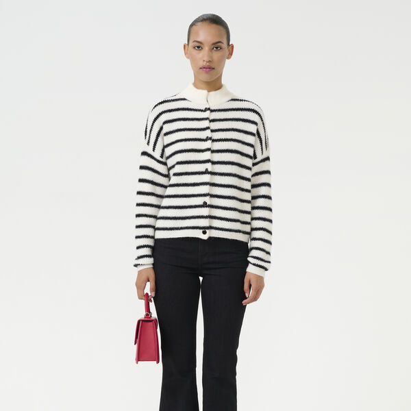 AlphaGZ short cardigan, elfenben svart stripete, Gestuz