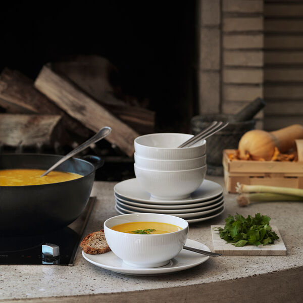 Hvit Riflet sk&aring;l 73 cl, Royal Copenhagen