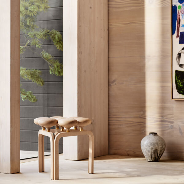 JU01 Utzon Stool, white oiled beech, Fritz Hansen