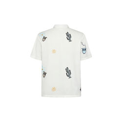 Box fit short sleeve shirt with embroidery - GOTS/Vegan, egret, KnowledgeCotton Apparel 