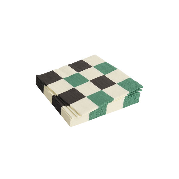Pattern servietter lunch, off-white/green/black m check, HAY