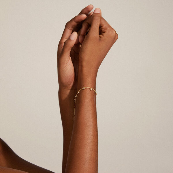 MAJA Crystal Multi Drops armb&aring;nd, gullbelagt, Pilgrim