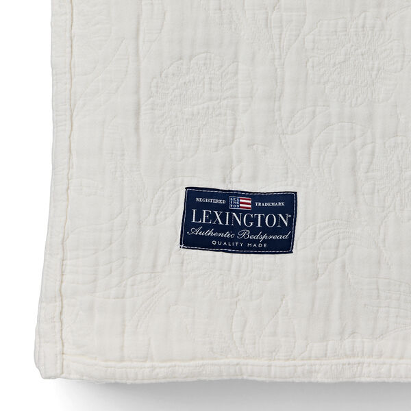 Flowers Jacquard Organic Cotton Bedspread, white, Lexington