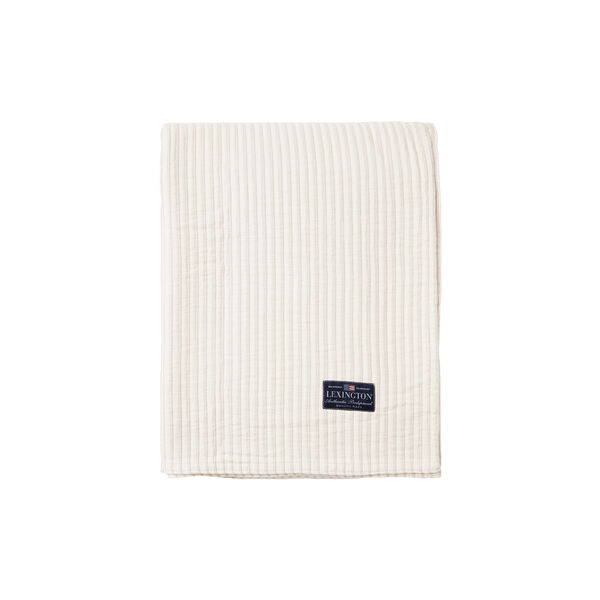 Striped Reversable Organic Cotton sengeteppe, off white/gray, Lexington