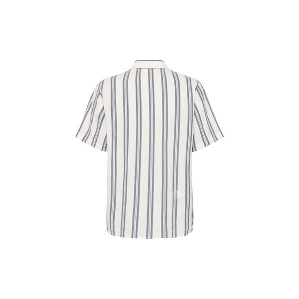 Box short sleeve striped cotton shirt GOTS/Vegan, blue stripe, KnowledgeCotton Apparel 