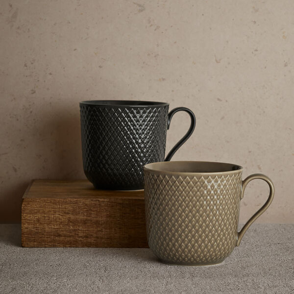 Rhombe Earth Kopp med hank, slate, Lyngby Porcel&aelig;n