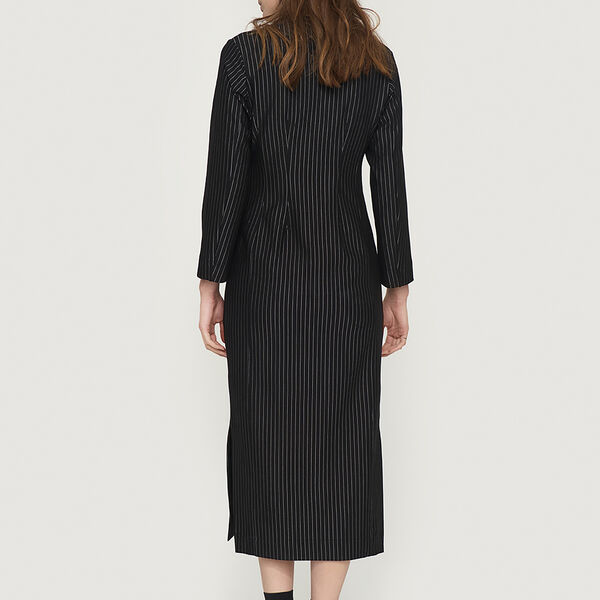 Pinstripe jersey lang kjole, svart n&aring;lestripe, BITTE KAI RAND