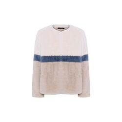 Jakke pelsfrakk, offwhite/bl&aring;, Micha