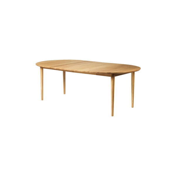 C62E Bj&oslash;rk spisebord med 2 illeggsplater, eik, FDB M&oslash;bler