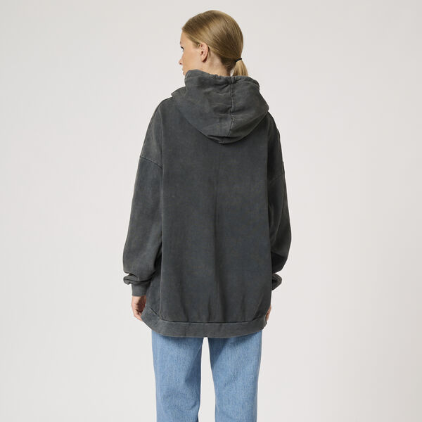 EnzoMW Logo Emb. hoodie, dark grey random wash, My Essential Wardrobe