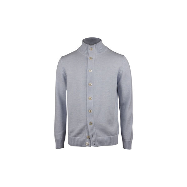 Strikket cardigan i tykk merinoull, lysebl&aring; ruter, Stenstr&ouml;ms