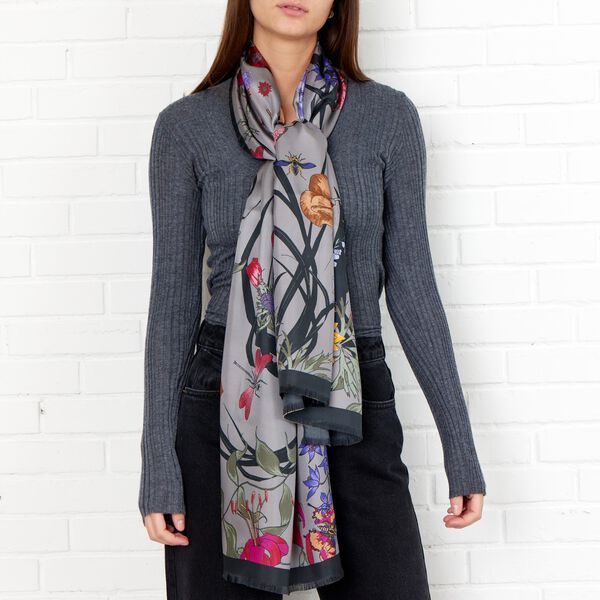 LIVING GARDEN skjerf, grey, Bella Ballou