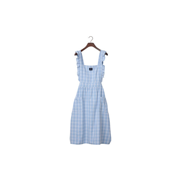 Checked Organic Cotton Oxford Apron, blue/white, Lexington