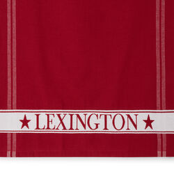 Org Cotton Terry Kitchen Towel with Side Stripes, red/white, Lexington