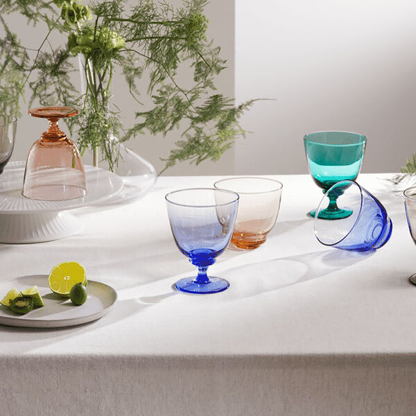 Flow glass med stett, m&oslash;rk bl&aring;, Holmegaard