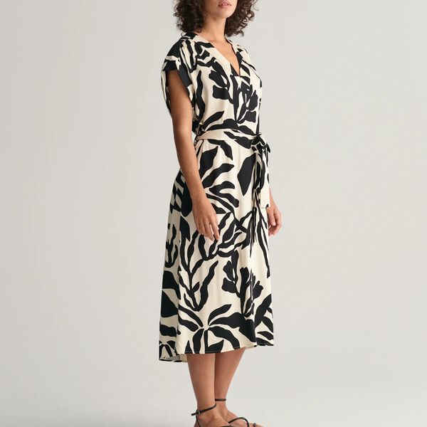Palm Print Short Sleeve Dress, soft oat, Gant
