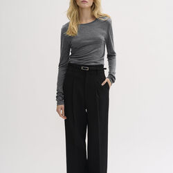 10 THE ONECK LONG SLEEVE, dark grey melange, My Essential Wardrobe